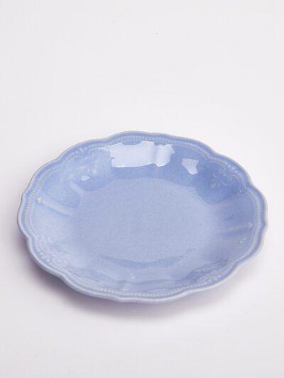 Assiette vintage émaillée – Bleu lavande