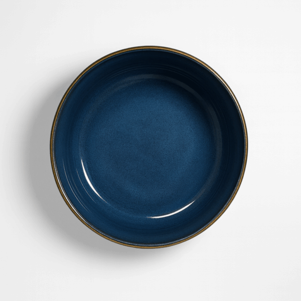 Bol en céramique bleu profond – Rayures verticales – Image 3